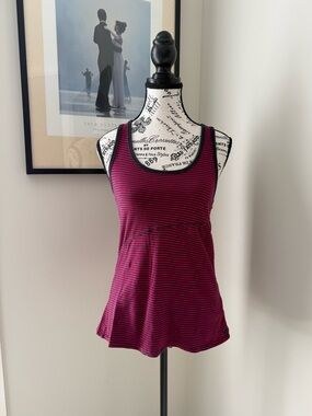Roxy Striped Tank Top in Burgundy and Black